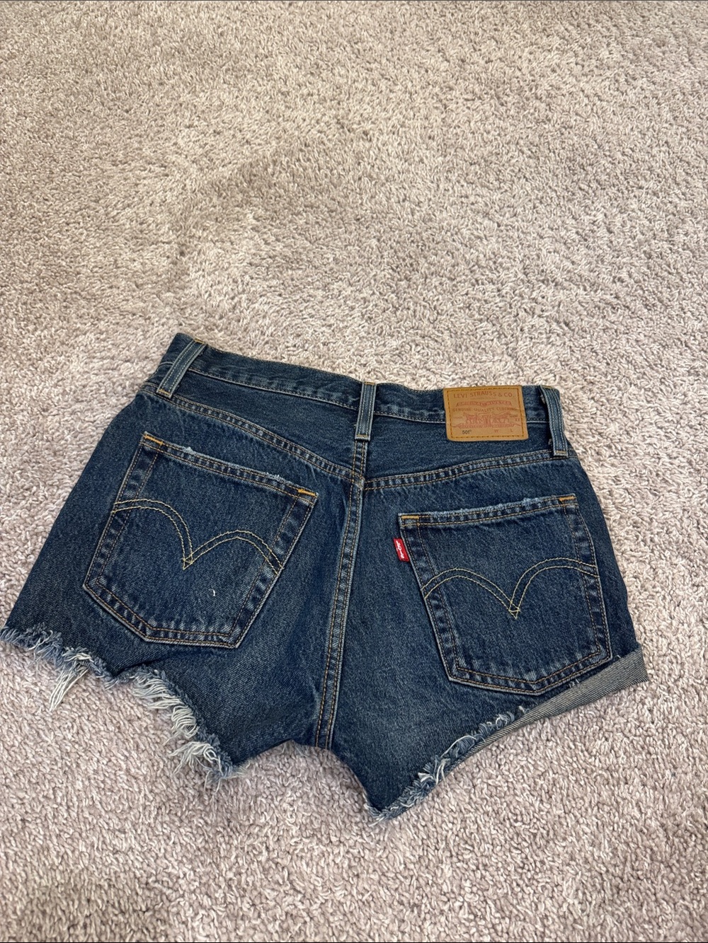 Levi's Indigo Blue High-Rise Frayed Denim Shorts
